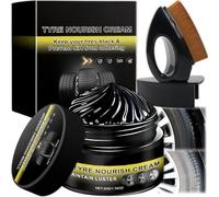 Tyre Nourish Cream,Shine&Trim Dressing Gel Kit With Applicator,High Gloss Shine,Car Tyre Scratch Repair Polish,Cleaning & Renovation,Prevents Drying Aging,Water Resistant,Removes Light Scratches,Black