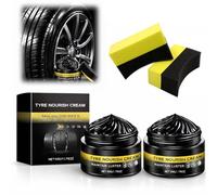 Tyre Nourish Cream, Tire Shine Wax for Car Tires, Tire Dressing Restores Black Gloss, Easy Apply with Applicator Sponge and Microfiber Towel (2Pcs)