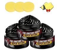 Tyre Nourish Cream, Waterproof Tire Care Polish for Restoration, Protection & Detailing, 50g Black Tire Wax Cream for Shine Enhancement, Compatible with Most Cars & Plastic Trim Renewal (3pcs)