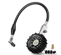 Tyre Pressure Gauge 100 psi Glow in the Dark, ATsafepro 2.5” Dial Mechanical Tyre Gauge with Flexible Hose, Analog Air Pressure Gauge