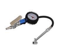 Tyre Pressure Gauge, Car Tyre Pressure Checker with Flexible Hose, 12 Bar Self Clamping Tyre Inflator with Pressure Gauge Tyre Inflator Air Tool Air Compressor Tyre Inflator Attachment