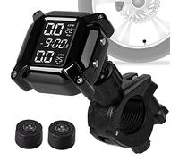 Tyre Pressure Monitor, Motorcycle Tpms Wireless Tyre Pressure Monitoring System Car Safety Monitor with LCD Display & 2 External Sensors, Tire Pressure Monitor Sensor-Waterproof Adjustable Angle