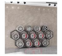 Tyre Rim Display Rack，Wheel Rims Shelf Organizer， Rims Tire Rack for Garage Home Trade Show Auto Repair Shop Floor Standing Tyre Hexagon Display Stand(9+3)