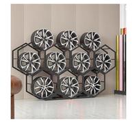 Tyre Rim Display Rack，Wheel Rims Shelf Organizer， Rims Tire Rack for Garage Home Trade Show Auto Repair Shop Floor Standing Tyre Hexagon Display Stand(7+2)