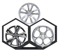 Tyre Rim Display Rack，Wheel Rims Shelf Organizer， Rims Tire Rack for Garage Home Trade Show Auto Repair Shop Floor Standing Tyre Hexagon Display Stand(2+1)