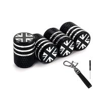 Tyre Valve Caps - 4 Pack Dust Caps for Car Tyres Black Dust Caps Car and Motorbike Air Stem Covers with Keychain