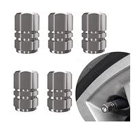 Tyre Valve Caps,5 Pcs Universal Aluminum Dust Cap for Car Tire Valve Stem, Metal Tyres Dust Caps for Bikes Bicycles Motorcycles Trucks and SUV, Grey