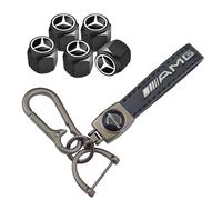 Tyre Valve Caps Caps and Metal Keychain Combo Compatiable Fit AMG, Stem Cover Dust Caps for Car Tyres, Car Accessories