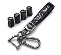 Tyre Valve Caps Caps and Metal Keychain Combo Compatiable Fit Audi A1 A3 RS3 A4 A5 A6 A7 RS7 A8 Q3 Q5 Q7 R8 S Series, Stem Cover Dust Caps for Car Tyres, Car Accessories