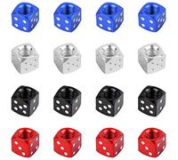 Tyre Valve Caps Dice 16Pcs Tyre Valve Caps Metal French Valve Cap Aluminum Alloy Car Wheel Caps Multi-color Car Dust Caps for Trucks, Motorbike, Bicycle, Black, White, Red, Blue