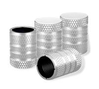 Tyre Valve Caps Silver Universal Anodized Aluminum Car Tire Stem Covers for SUV Cars Bike Motorcycles Trucks 4 Pcs
