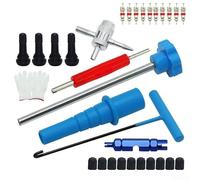 Tyre Valve Core Remover Tool Set 4-Way Multi-Function Kit for Tire Stem Removal Repair Garage Use Compact(30PCS)