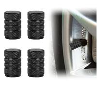 Tyre Valve Dust Caps, Black, 4 pcs/Pack, Anodized Aluminum Tyre Dust Cap Set, Corrosion Resistant, Universal Tyre Valve Stem Covers for Cars Trucks Motorcycles SUVs and Bikes