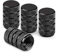 Tyre Valve Dust Caps, Black, 4 pcs/Pack, Anodized Aluminum Tyre Dust Cap Set, Corrosion Resistant, Universal Tyre Valve Stem Covers for Cars Trucks Motorcycles SUVs and Bikes