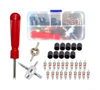 Tyre Valve Stem Tool Set with 4-in-1 Head Tyre Valve Stem Tool(33PC silver) | for premium copper material, enhanced resistance, long for service life, prevents air leaks, construction