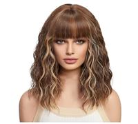 TYREE Short Curly Ash Synthetic Wigs Blonde Hair Wigs for Women Daily Cosplay Natural Wig Easy to Use -E