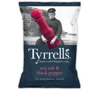 Tyrell's|Tyrrells, Sea Salt and Cracked Black Pepper Crisps, 12 x 150g