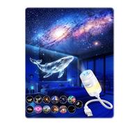 Tyreses Galaxy Projector Night Light 2 in 1, USB Powered Starlight Lamp | LED Star Projector with 4 HD Glass Films + 9 Color Films, RGB, 360°Adjustable for Bedroom Ceiling Party Home Decor Lamp
