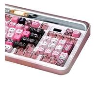 TYRIXKI 26 Keys PC Transparent Personalized Keycaps, Mao Profile Cute Black Pink Cat Transparent Keycap for DIY Cherry MX Swithes Mechanical Keyboards
