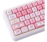 TYRIXKI Ceramic Jade Cat Keycaps, 142 Keys Translucent Pink Meow Meow Cute Keycaps Mao Profile Custom Keycap with Keycap Storage Box for Cherry Gateron MX Swithes Mechanical Keyboards
