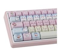 TYRIXKI PBT Keycaps 134 Keys Chiikawa Keycaps Dye-Sublimation Cute Kawaii Keycap Mao Profile Cat Shape Custom Keycap for Cherry Gateron MX Swithes Mechanical Keyboards