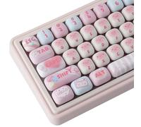 TYRIXKI PBT Keycaps 135 Keys Cute Cotton Candy Keycaps Dye-Sublimation MOG Profile Pink Cream Custom Round Keycap for MX Swithes Mechanical Gaming Keyboards