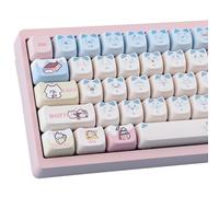 TYRIXKI PBT Keycaps 142 Keys Pink Blue Meow Meow Cat Keycaps Dye-Sublimation Cute Keycap Mao Profile Custom Keycap for Cherry Gateron MX Swithes Mechanical Gaming Keyboards
