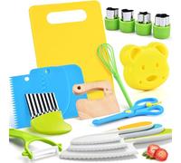 Tyrkuiy 17PCS Knives Kitchen Knifes-Toddler Safe Knives Set for Real Cooking Montessori Kitchen Tools for Toddlers Kids