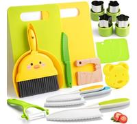Tyrkuiy Kids Kitchen Tools,19 Pieces Kids Cooking Sets Real-Montessori Cooking Set for Toddlers Chef with Children Safe Knives Cutting Set