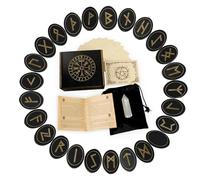 Tyrmanaz Runes Wooden Rune Set with Guidebook Healing Crystal Ritual Paper Tarot Bag Witch Luna for Beginners Witchcraft Divination Meditation Spiritual
