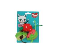 Tyrol Aimé - Cat Toy Kawaii Mouse Fruit - Apartment Cat Game - Colourful, Crunchy and Fun - with Catnip Padding - Attractive Design of Strawberry, Kiwi and Watermelon - Pack of 3