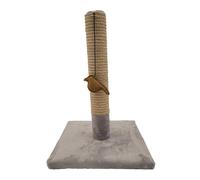 Tyrol Cat Scratching Post for Cats, 42 cm, Cat Scratching Post Made of Sisal and Durable Polyester, Simple Shape with Bird Toy, Cat Scratcher in Modern Design, Colour Light Grey, 30 x 30 cm