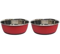 Tyrol - Matt non-slip stainless steel bowl for cats, dogs, pets, diameter 15.5 cm (Pack of 2)