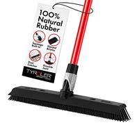 Tyroler 2-in-1 Broom & Floor Squeegee | 41cm Head Floor Brush 100% Silicone | 140cm Anti-Rust Handle Squeegee & Broom | Perfect Carpet Pet Hair Broom for, Decks, Tiles, Indoor & Outdoor (Black)