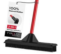 Tyroler 2-in-1 Rubber Broom & Floor Squeegee | 33cm Head 100% Rubber Brush, 140cm Anti-Rust Handle Squeegee Broom | Ideal Carpet Pet Hair Brooms for Floor, Wood, Marble, Tiles, Deck, Indoor & Outdoor