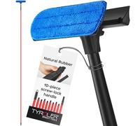 Tyroler 2-in-1 Window Cleaning Equipment | Telescopic Window Cleaner Tool | Anti-Rust Handle | Professional Window Cleaning Kit | 100% Rubber Window Squeegee Head (Ligh Black - 3.8m)