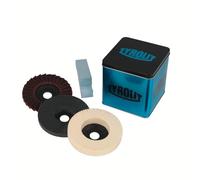 TYROLIT PREMIUM Metal Polishing Kit for Steel, Stainless Steel & Aluminium - Conditioning, Pre-Polish & Polishing Wheels for Angle Grinder, 115 mm