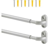 TYRON 2 Pack Screwed Sash Curtain Rod Adjustable 18-30 Inch, 3/8 In. Diameter, French Door Curtain Rods (Nickel)