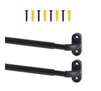 TYRON 2 Pack Screwed Sash Curtain Rod Adjustable 18-30 Inch, 3/8 In. Diameter, French Door Curtain Rods (Black)