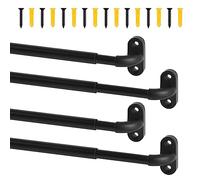 TYRON 4 Pack Screwed Sash Curtain Rod Adjustable 30-40 Inch, 3/8 In. Diameter, French Door Curtain Rods (Black)