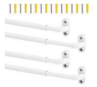 TYRON 4 Pack Screwed Sash Curtain Rod Adjustable 30-40 Inch, 3/8 In. Diameter, French Door Curtain Rods (White)