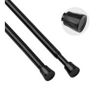 TYRON Tension Curtain Rod 11 to 17 Inch, Extendable Small Short Tension Rod, No Drill Extension Pressure Curtain Rods for Window, Closet, Kitchen, Cupboard, Cabinet Divider (Black, 2 Pack)