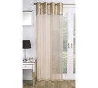 Tyrone Empire Sequin Glitter Eyelet Ring Top Voile Curtain Panel - Silver Grey.