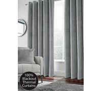 Tyrone Hampton Thermal Blackout Velvet Eyelet Curtains Grey