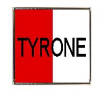 TYRONE Irish County Ireland Red & White Silver Colour Square Badge With A Velveteen Bag