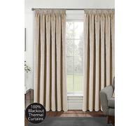 Tyrone Oxford Thermal Blackout Velvet Pencil Pleat Curtains Cream