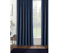 Enhanced Living Oxford Navy Thermal Blackout Pencil Pleat Velvet Curtains 229 x 183cm - Blue - Wilko