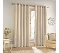 Tyrone Savoy Chenille Pair of Blackout Thermal Eyelet Curtains Cream