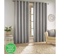 Tyrone Savoy Chenille Pair of Blackout Thermal Eyelet Curtains Grey