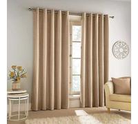 Tyrone Savoy Chenille Pair of Blackout Thermal Eyelet Curtains Sand